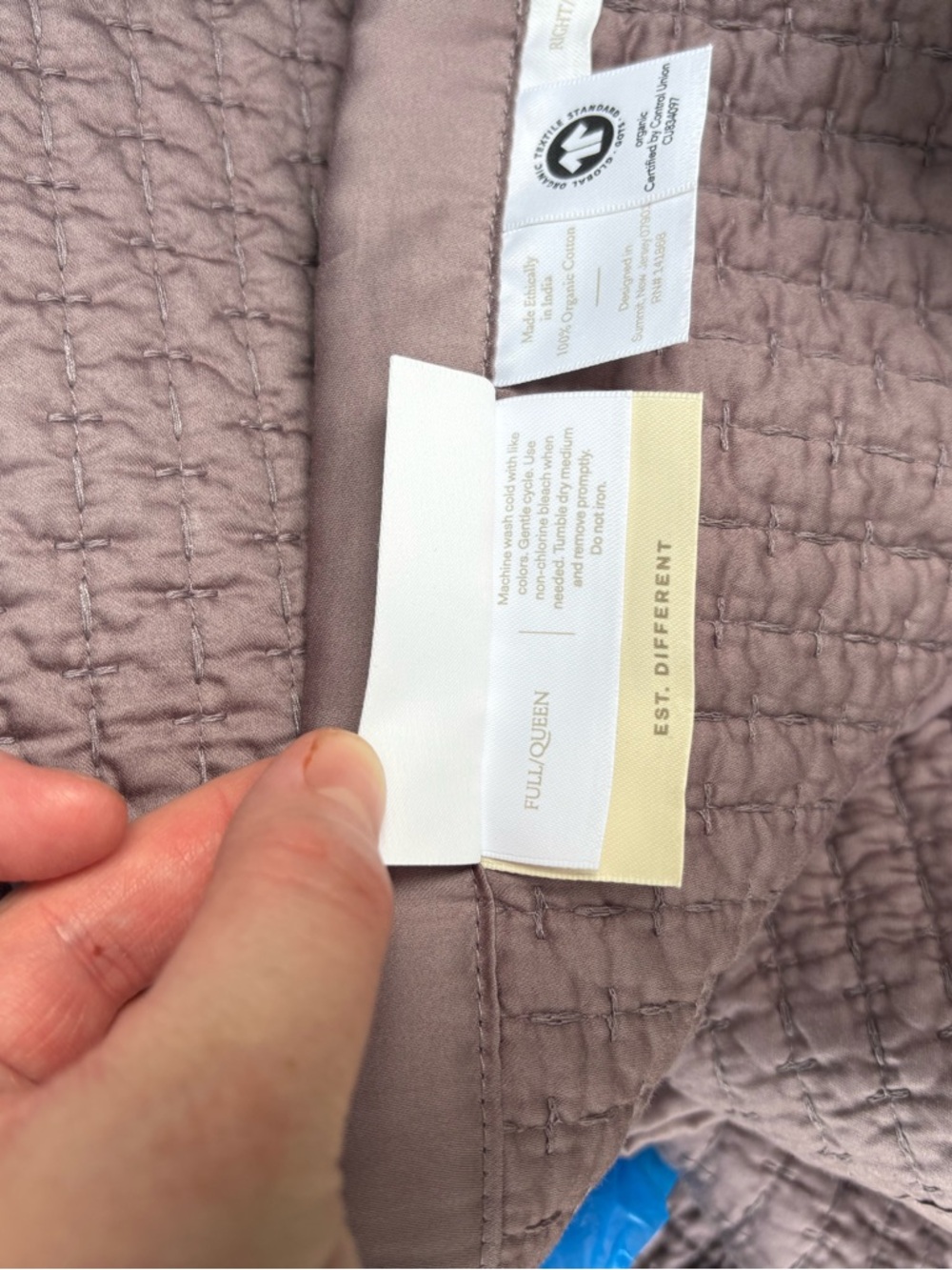 Boll & Branch Signature Textured Stitch Organic Cotton Quilt Plum Full Queen NWO - Picture 7 of 8